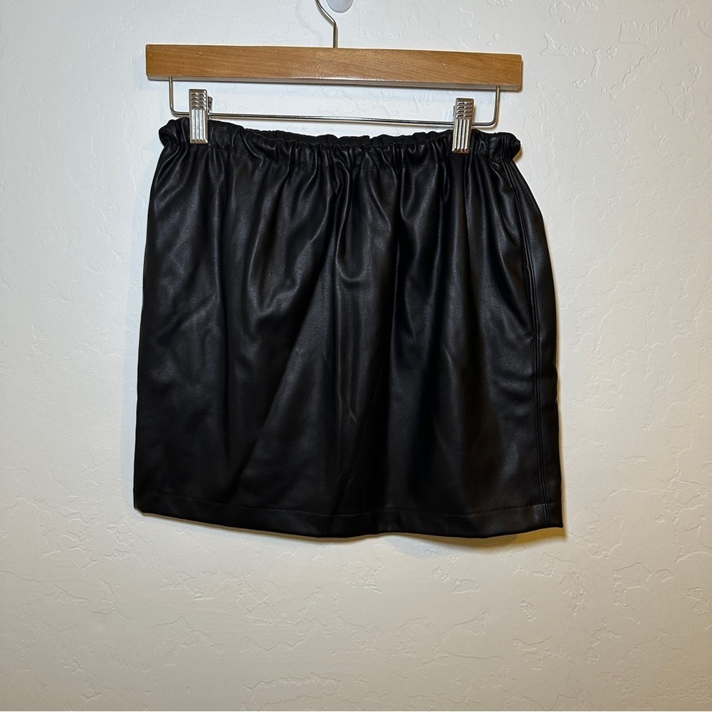 bobi Vegan Leather Black‎ Mini Skirt Size XS